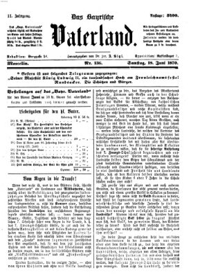 Das bayerische Vaterland Samstag 18. Juni 1870