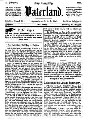 Das bayerische Vaterland Sonntag 21. August 1870