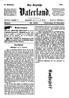 Das bayerische Vaterland Donnerstag 29. September 1870