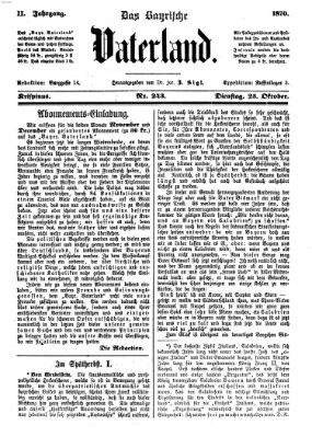 Das bayerische Vaterland Dienstag 25. Oktober 1870