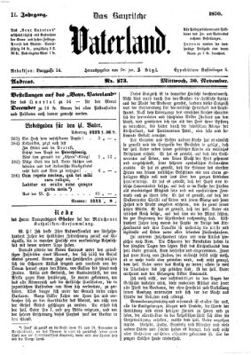 Das bayerische Vaterland Mittwoch 30. November 1870