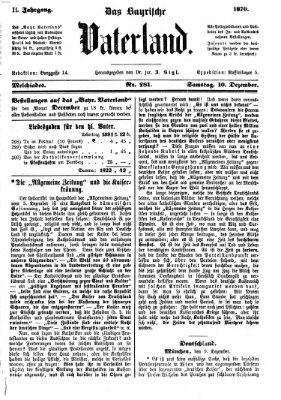 Das bayerische Vaterland Samstag 10. Dezember 1870