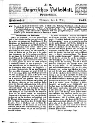 Bayerisches Volksblatt (Regensburger Morgenblatt) Mittwoch 7. März 1849