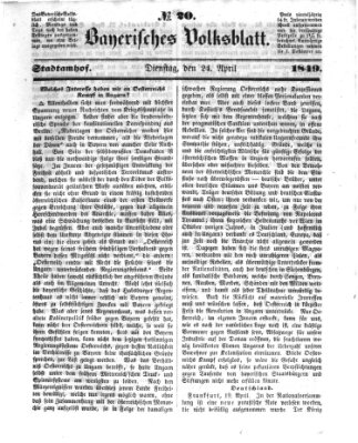 Bayerisches Volksblatt (Regensburger Morgenblatt) Dienstag 24. April 1849