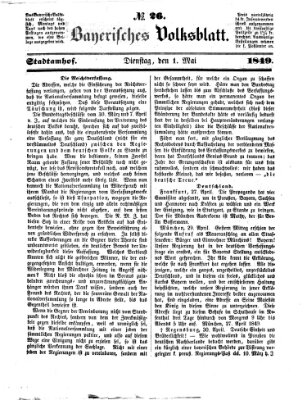 Bayerisches Volksblatt (Regensburger Morgenblatt) Dienstag 1. Mai 1849