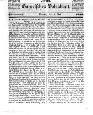 Bayerisches Volksblatt (Regensburger Morgenblatt) Sonntag 6. Mai 1849