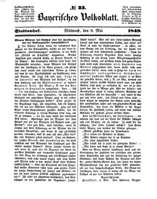 Bayerisches Volksblatt (Regensburger Morgenblatt) Mittwoch 9. Mai 1849