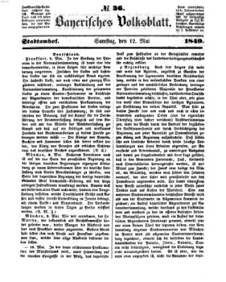 Bayerisches Volksblatt (Regensburger Morgenblatt) Samstag 12. Mai 1849