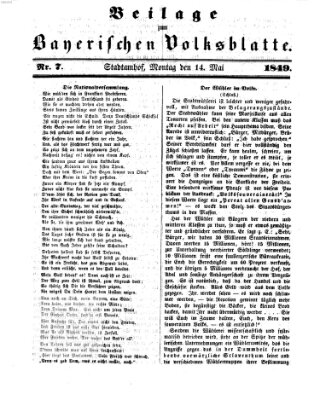 Bayerisches Volksblatt (Regensburger Morgenblatt) Montag 14. Mai 1849