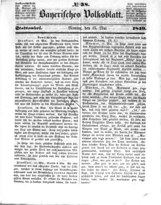 Bayerisches Volksblatt (Regensburger Morgenblatt) Dienstag 15. Mai 1849