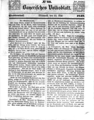 Bayerisches Volksblatt (Regensburger Morgenblatt) Mittwoch 23. Mai 1849