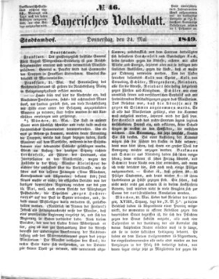 Bayerisches Volksblatt (Regensburger Morgenblatt) Donnerstag 24. Mai 1849