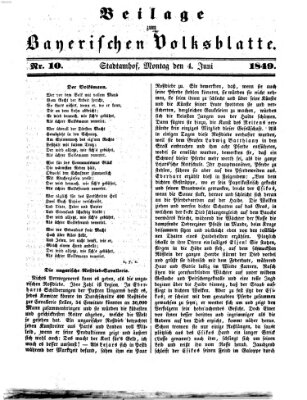 Bayerisches Volksblatt (Regensburger Morgenblatt) Montag 4. Juni 1849