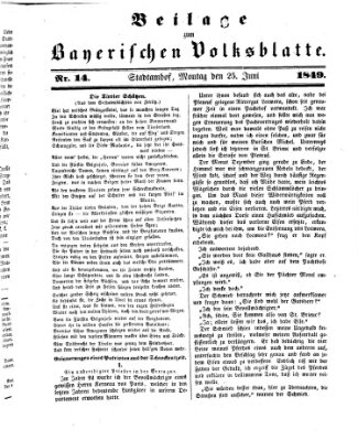 Bayerisches Volksblatt (Regensburger Morgenblatt) Montag 25. Juni 1849