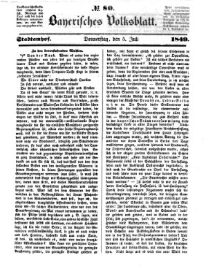 Bayerisches Volksblatt (Regensburger Morgenblatt) Donnerstag 5. Juli 1849