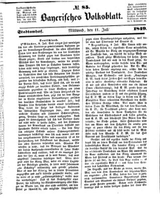 Bayerisches Volksblatt (Regensburger Morgenblatt) Mittwoch 11. Juli 1849