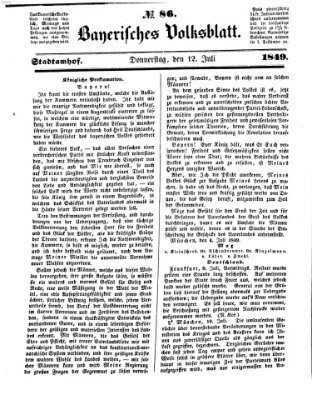 Bayerisches Volksblatt (Regensburger Morgenblatt) Donnerstag 12. Juli 1849