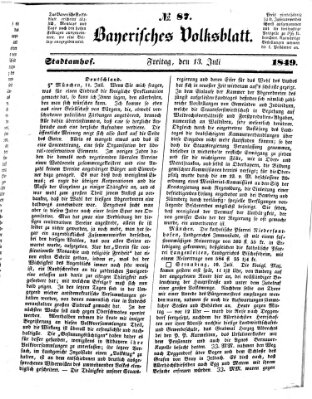 Bayerisches Volksblatt (Regensburger Morgenblatt) Freitag 13. Juli 1849