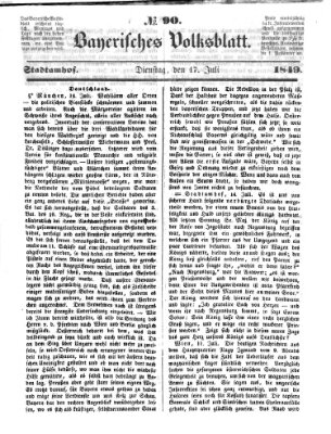 Bayerisches Volksblatt (Regensburger Morgenblatt) Dienstag 17. Juli 1849