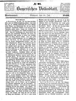 Bayerisches Volksblatt (Regensburger Morgenblatt) Mittwoch 18. Juli 1849