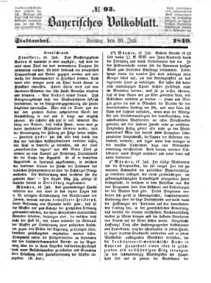 Bayerisches Volksblatt (Regensburger Morgenblatt) Freitag 20. Juli 1849