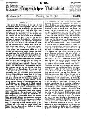 Bayerisches Volksblatt (Regensburger Morgenblatt) Sonntag 22. Juli 1849