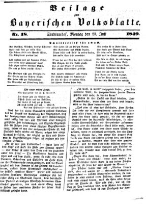 Bayerisches Volksblatt (Regensburger Morgenblatt) Montag 23. Juli 1849