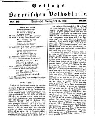 Bayerisches Volksblatt (Regensburger Morgenblatt) Montag 30. Juli 1849