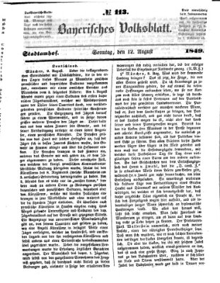 Bayerisches Volksblatt (Regensburger Morgenblatt) Sonntag 12. August 1849