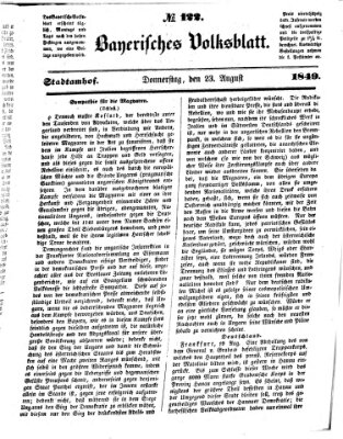 Bayerisches Volksblatt (Regensburger Morgenblatt) Donnerstag 23. August 1849