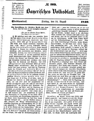 Bayerisches Volksblatt (Regensburger Morgenblatt) Freitag 24. August 1849