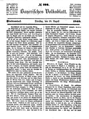 Bayerisches Volksblatt (Regensburger Morgenblatt) Dienstag 28. August 1849