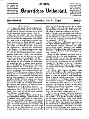 Bayerisches Volksblatt (Regensburger Morgenblatt) Donnerstag 30. August 1849