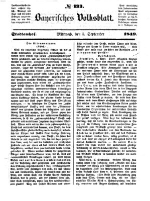 Bayerisches Volksblatt (Regensburger Morgenblatt) Mittwoch 5. September 1849