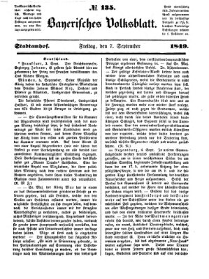 Bayerisches Volksblatt (Regensburger Morgenblatt) Freitag 7. September 1849