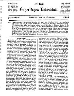 Bayerisches Volksblatt (Regensburger Morgenblatt) Mittwoch 26. September 1849