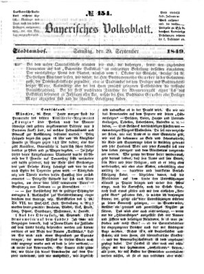 Bayerisches Volksblatt (Regensburger Morgenblatt) Samstag 29. September 1849