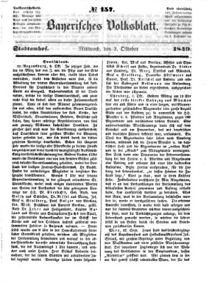 Bayerisches Volksblatt (Regensburger Morgenblatt) Mittwoch 3. Oktober 1849