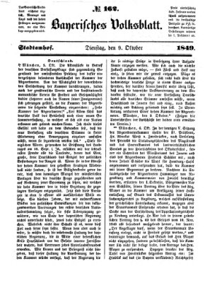 Bayerisches Volksblatt (Regensburger Morgenblatt) Dienstag 9. Oktober 1849