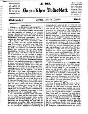 Bayerisches Volksblatt (Regensburger Morgenblatt) Freitag 12. Oktober 1849