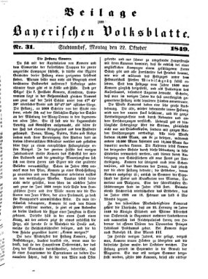 Bayerisches Volksblatt (Regensburger Morgenblatt) Montag 22. Oktober 1849