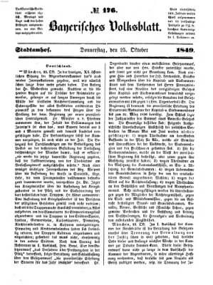 Bayerisches Volksblatt (Regensburger Morgenblatt) Donnerstag 25. Oktober 1849