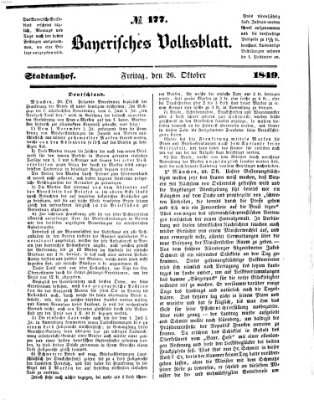 Bayerisches Volksblatt (Regensburger Morgenblatt) Freitag 26. Oktober 1849