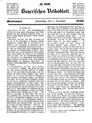 Bayerisches Volksblatt (Regensburger Morgenblatt) Donnerstag 1. November 1849