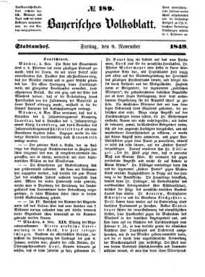 Bayerisches Volksblatt (Regensburger Morgenblatt) Freitag 9. November 1849