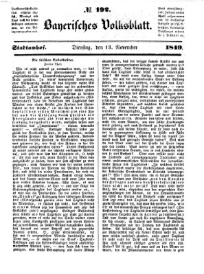 Bayerisches Volksblatt (Regensburger Morgenblatt) Dienstag 13. November 1849