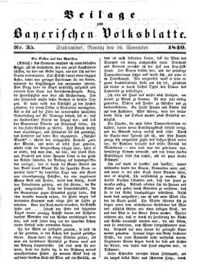 Bayerisches Volksblatt (Regensburger Morgenblatt) Montag 19. November 1849