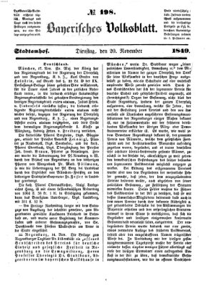 Bayerisches Volksblatt (Regensburger Morgenblatt) Dienstag 20. November 1849