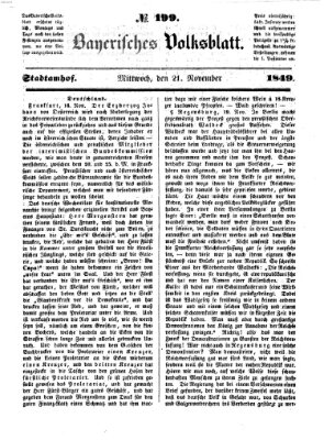 Bayerisches Volksblatt (Regensburger Morgenblatt) Mittwoch 21. November 1849