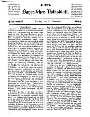 Bayerisches Volksblatt (Regensburger Morgenblatt) Freitag 23. November 1849